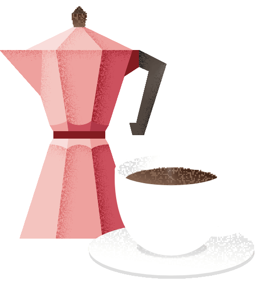コーヒーメーカーとカップ