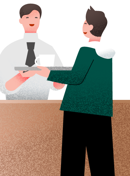 カフェで接客する人